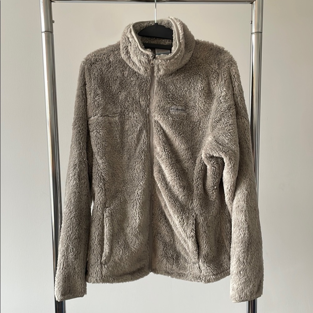 Women's Columbia Tan Teddy Jacket Plush Fleece Cozy